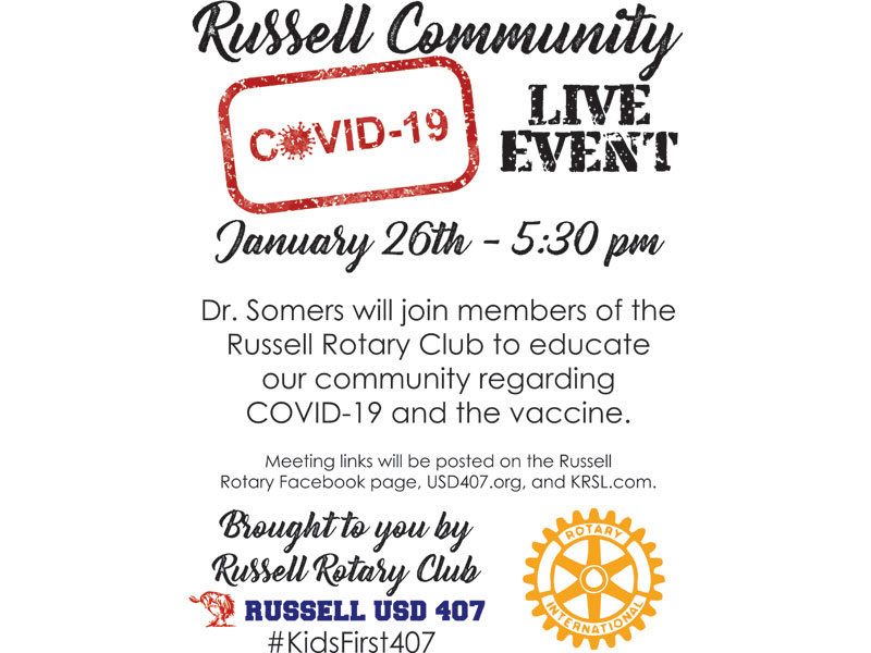 Russell Community COVID-19 Q&A Live Event Flyer
