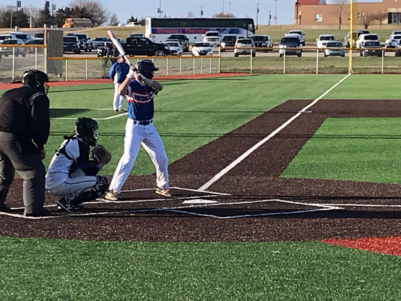 The Russell/Victoria baseball team opened its season at Rock Creek on Tuesday, March 30. (Photo courtesy Matt Walters)