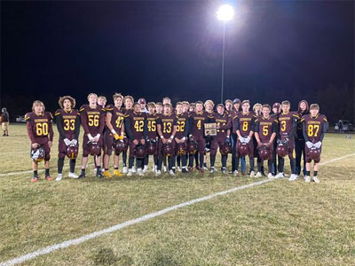 Victoria pulled away from Dighton for a 46-28 victory on Friday, Nov. 12 in Victoria in the sectional round of the 8-Man Div. II Playoffs. (Photo courtesy USD 432 Twitter)