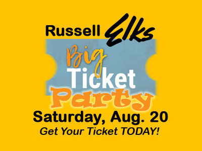 Russell Elks Big Ticket Party is Saturday, Aug. 20.