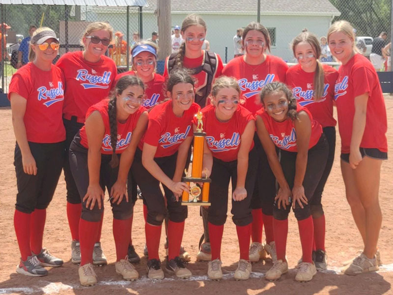 The Russell K-18 fastpitch softball team took second place at the third annual K-18 State Tournament on Sunday, July 17 in Lucas. (Photo by Mike Blanke)