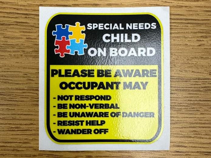 Special Needs Child on Board Decal