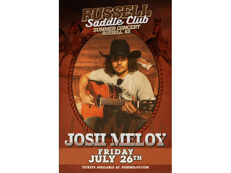 The Russell Saddle Club presents Red Dirt Country Singer Josh Meloy live in concert on Friday, July 26 at the Russell County Free Fair.