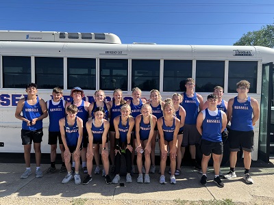 The Russell High School Track and Field team recorded 17 personal records on Thursday, May 2, 2024 at the Tony "Red" Pfeifer Invitational in Victoria. (Photo courtesy of RHS Athletics).